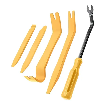 Kit Espátulas Plásticas Automotivas 5 Peças Desmontagem Amarelo