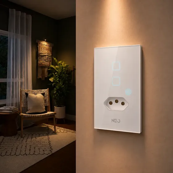Interruptor Com Tomada Smart Zigbee 2 Botão Br Neo Avant
