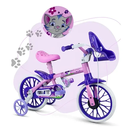 Bicicleta Infantil Menina 2 3 4 Anos Cat Aro 12 Banco Macio