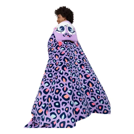 Manta Com Capuz Soft Onça Puket Onça Fantástica Lilás
