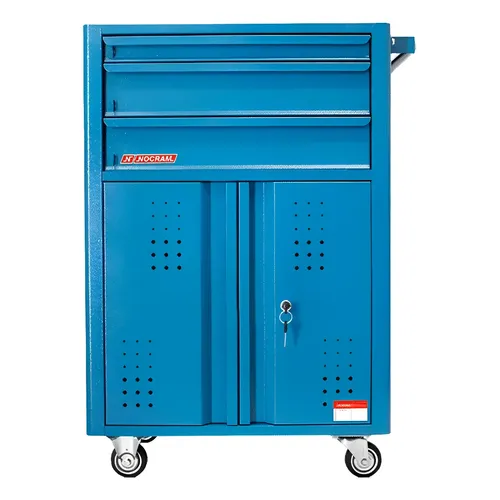 Carrinho Fechado Oficina 2 Portas E 3 Gavetas 600x400x905mm Azul