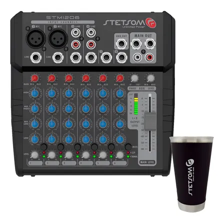 Mesa De Som Stetsom 1206 6 Canais 2 Vias Xlr/p10 /rca Automo