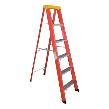 Escada De Aluminio E Fibra Simples 6 Degraus 1,8 Metros Laranja