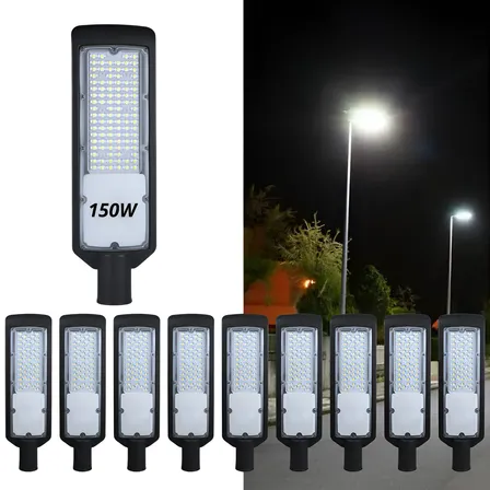 Kit 10 Luminárias Públicas Led + 10 Fotocélulas 150w Bivolt 127/220v Cinza-escuro Branco-frio
