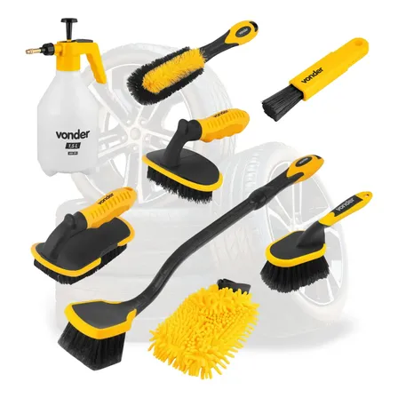 Kit De Escovas Para Lavar Carro Detalhamento 8 Pçs Completo