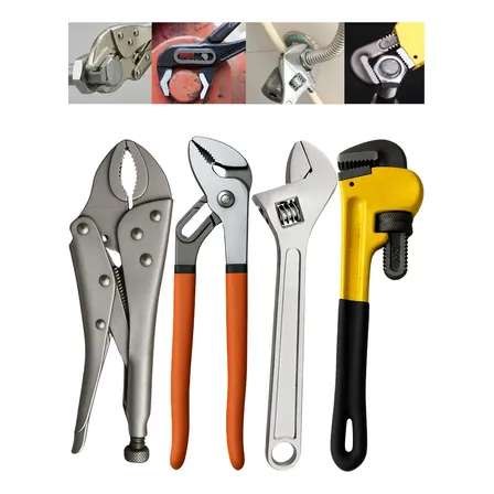 Kit Ferramenta Chave Inglesa Alicate Pressão Bomba Grifo Prateado