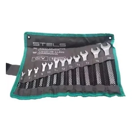 Jogo De Chave Combinada, Cromo Vanadio 6-22mm 12pcs // Stels