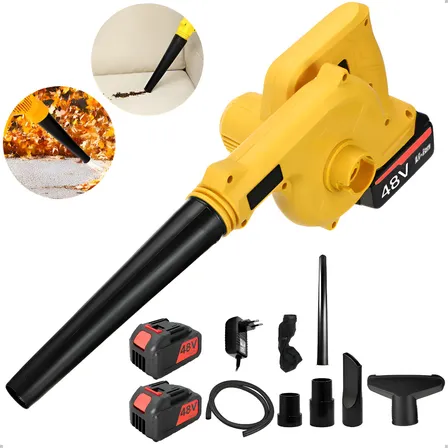 Soprador Aspirador 2 Bateria 48v 5.0ah Potente E Resistente Amarelo 127/220v