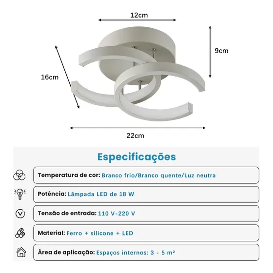 Luminária De Teto Moderna,lustre Sala Pendentes Led 3 Em 1 127/220v Branco