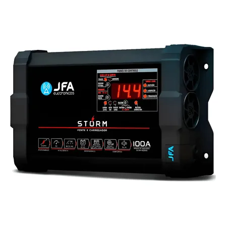 Fonte Jfa Storm 100a Bivolt Carregador Automotivo Cor Preto Preto