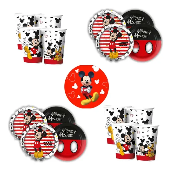 Kit Festa Mickey Mouse 8 Pratos + 8 Copos - Regina