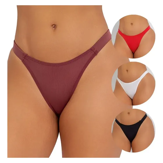 Kit 5 Calcinha Tanga Fio Duplo Elástico Tirinha Conforto