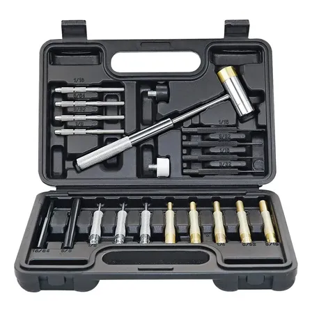 Kit Pro Armeiro Saca Pinos Martelo Aço 22 Pcs,extrator Paraf Preto E Metálico