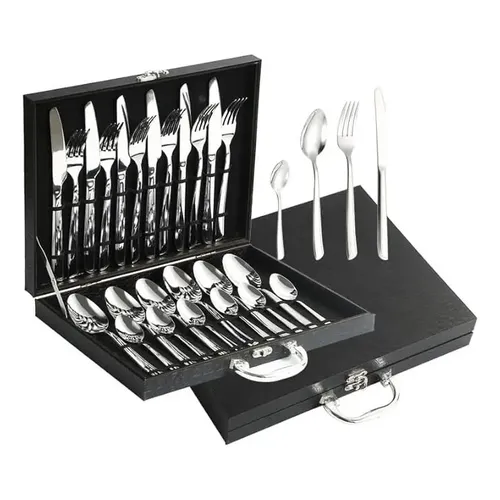 Jogo De Talheres Aço Faqueiro Inox 24 Peças Com Maleta