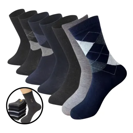 12 Pares Meia Social Masculina Cano Longo Grossa Conforto