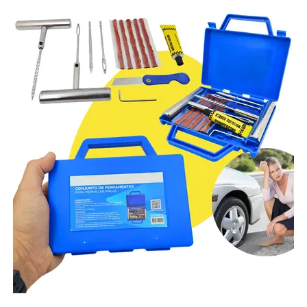 Kit Remendo Macarrão Reparo Conserto Pneu Carro Moto Maleta
