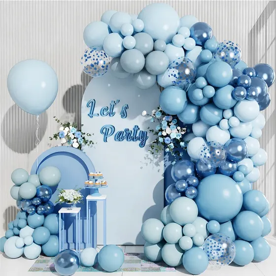 110 Peças De Decoração De Balões Azuis Para Aniversário