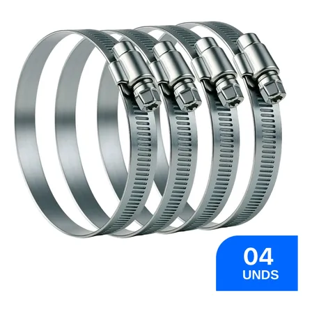 Kit 4 Abraçadeira Metal Aço Inox Ferro Tubo Duto 125mm 5 Pol Prateado
