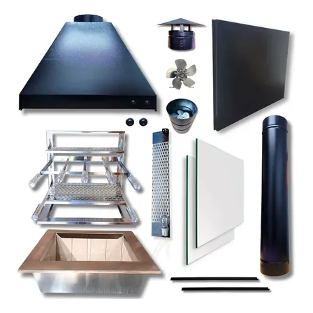 Kit Churrasqueira Completo Exclusivo Inox + Coifa + Braseiro Preto