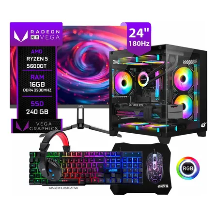 Pc Gamer Completo Ryzen 5 5600gt, 16gb Ddr4, Ssd 240gb