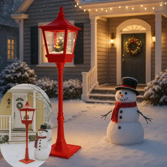 Poste Musical Enfeite Natalino Neve Iluminado 1,85m Bivolt