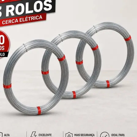 Cerca Elétrica Kit Com 3 Uni 500 Metros Cada 1,83mm
