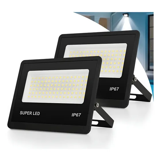 Kit 2 Refletor Led 300w Holofote Bivolt Ip67 Externas 6500k