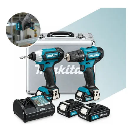Kit Parafusadeira Furadeira Makita Clx224sax 12v Com Maleta