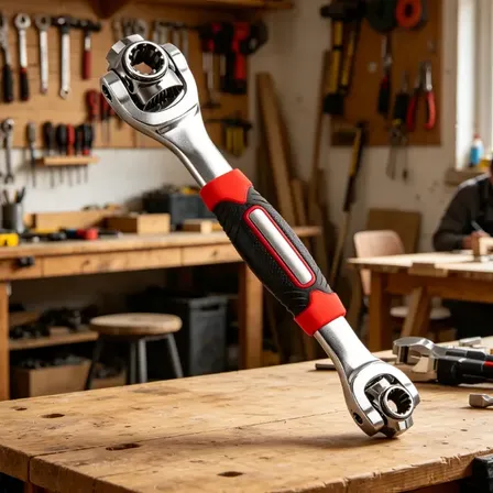 Chave Ajustável Universal 8 Em 1 Aço Carbono Rotativa 360° Vermelho