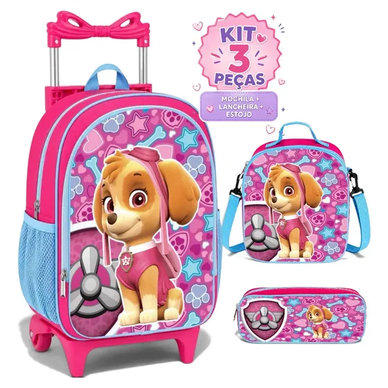 Kit Com Rodinhas Skye Lancheira Térmica +estojo Mochila