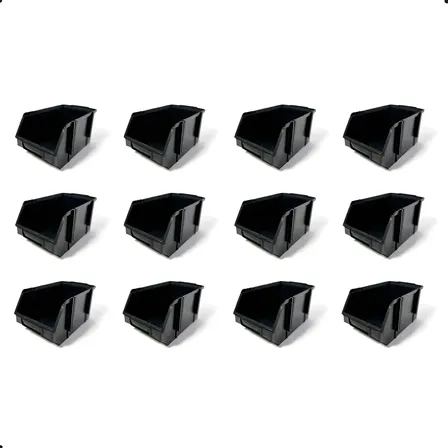 Kit 12 Caixas Bin N6 Gaveteiro Organizadora Estante Preta Preto