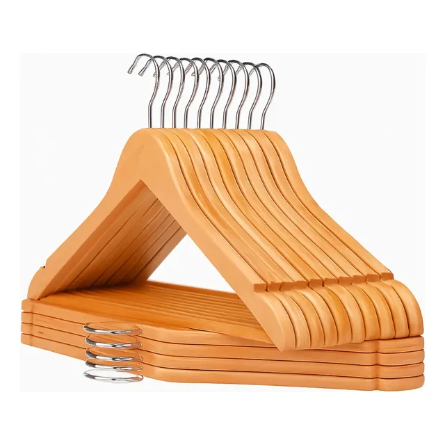 Kit 10 Cabide De Madeira Marfin Organizador Roupas Closet Marfin
