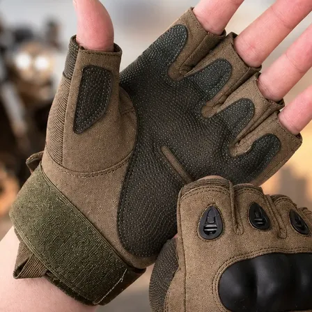 Luva Motociclista Meio Dedo Moto Motoqueiro Motoboy Proteção Bege Único