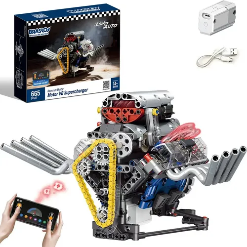 Camewin Conjunto De Blocos De Construção De Motor V8 665 Pcs 665 Motor V8