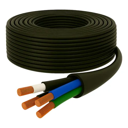 Fio Cabo Eletrico Pp 4x4,00 Rolo C/100m Flexivel Preto