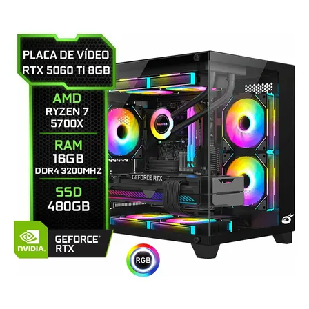 Pc Gamer Rtx 5060 Ti 8gb Ryzen 7 5700x, 16gb Ddr4, Ssd 480gb 480 Gb 16 Gb Rtx 5060 Ti 8gb
