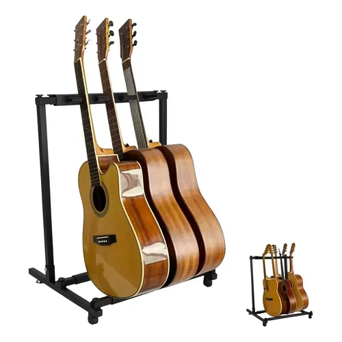 Suporte Rack P/ 3 Instrumentos Guitarra Violão Contrabaixo Preto