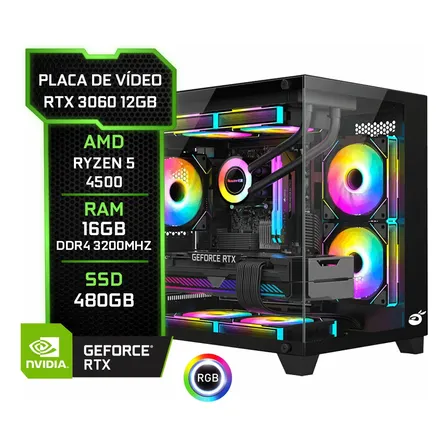 Pc Gamer Rtx 3060 12gb, Amd Ryzen 5, 16gb Ddr4, Ssd 480gb 480 Gb 16 Gb Geforce Rtx 3060 12gb