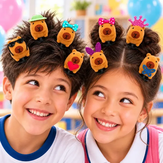 Kit 4 Presilhas Capivara Cabelo Maluco Fofa Infantil Criança