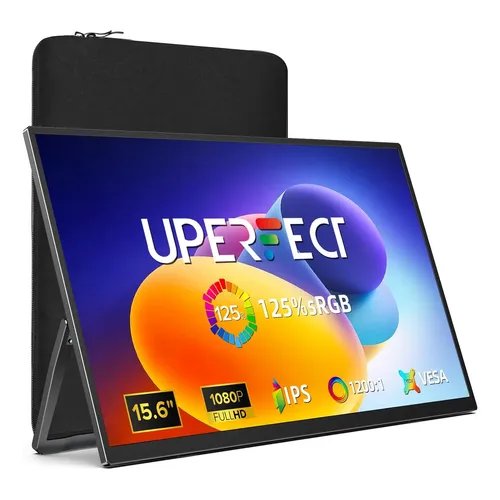Monitor Gamer Portátil Uperfect 15.6 Fhd Hdmi Usb-c + Bolsa Preto 127/220v