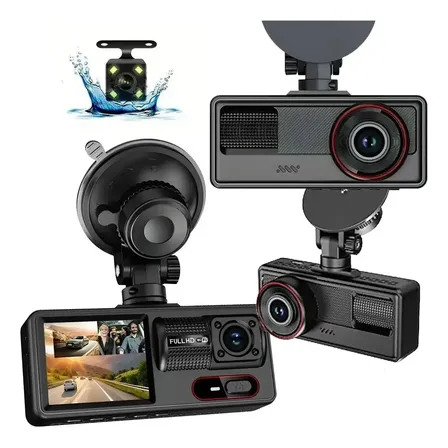 Câmera Veicular Dashcam 3 Lentes 4k Frontal Interna Traseira