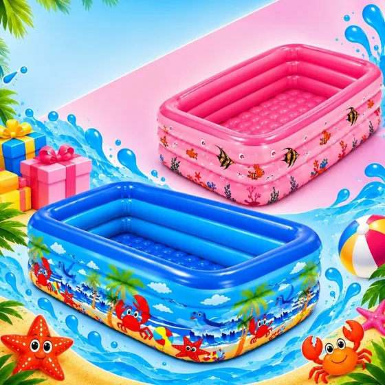 Piscina Infantil Inflável 460l Grande Retangular 3 Anéis
