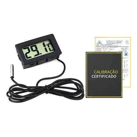 Termômetro Digital Ambiental C/ Sensor Externo + Certificado
