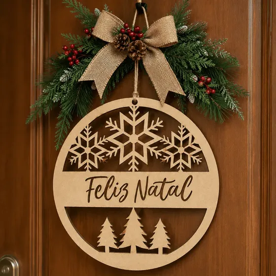 Guirlanda Mandala Feliz Natal Mdf Decorativa Natalina Portas