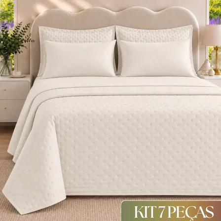 Kit Colcha Cobre Leito 7 Peças 400 Fios Enxoval Completo