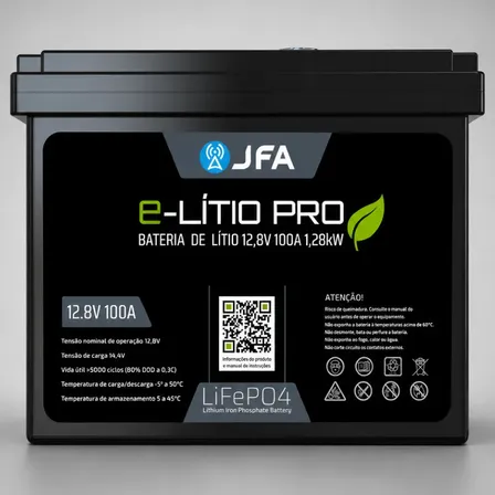 Bateria Jfa De Litio Lifepo4 100a 12v Com Bms 6000 Ciclos