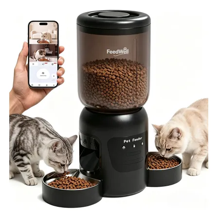 Alimentador Duplo Camera Wifi Pets Controle App Timer/voz 6l