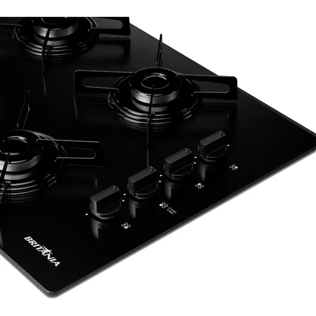 Cooktop 4 Bocas A Gás Britânia Bivolt Bct04a Preto 127/220v