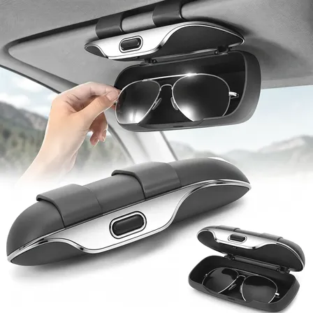 Porta Óculos Veicular Quebra Sol Acessório Automotivo Carro Cinza