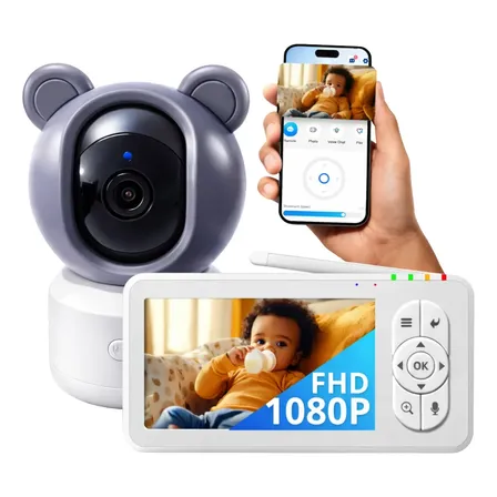 Babá Eletrônica Smart Wi-fi Com Tela Lcd 4.5 Visão Noturna 127/220v Cinza
